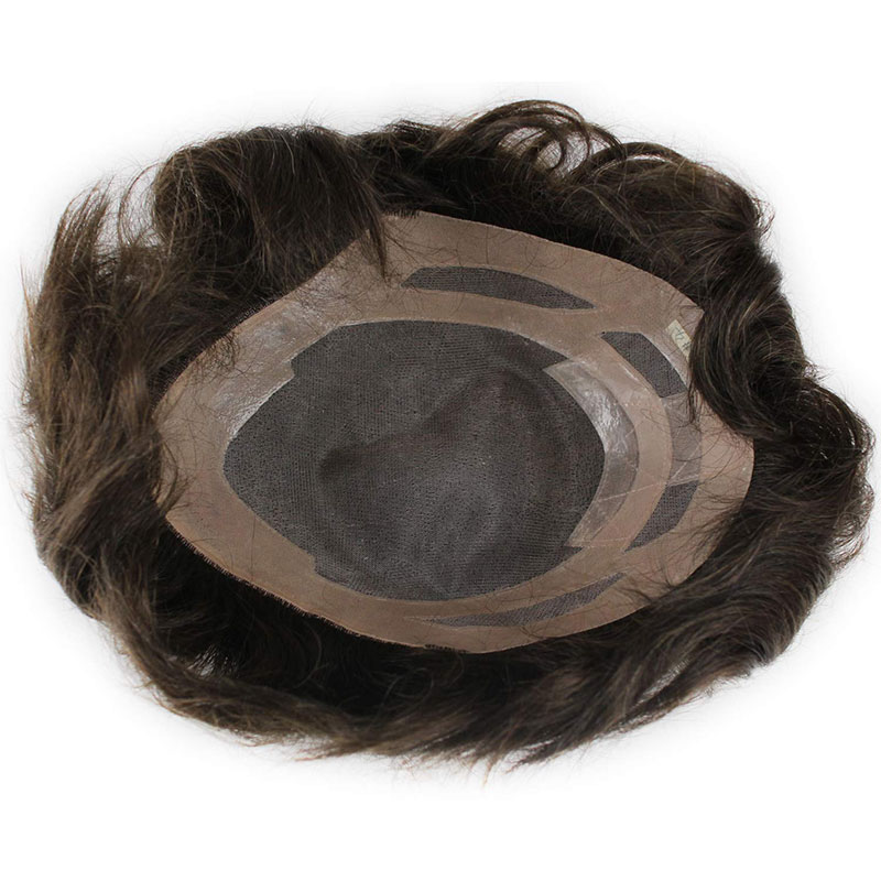 Men's Toupee Human Hair Monofilament Net Base Thin Skin Around with Combs Toupee for Men #2 Mixed 60% Grey - Image 18