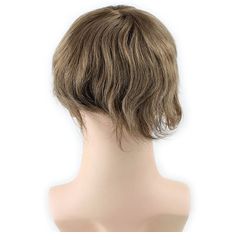 Toupee for men Hair pieces 100% European Virgin Human Hair Replacement System For Men 10"x8" Human Hair Toupee Men Hair Piece #18 Light Brown Color - Image 8