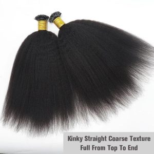 K Tip Hair Extensions Human Hair Kinky Straight Virgin Indian Human Hair Bundles K Flat Fusion Microlinks Hair Extensions For Black Women - Image 2