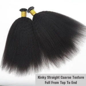 K Tip Hair Extensions Human Hair Kinky Straight Virgin Indian Human Hair Bundles K Flat Fusion Microlinks Hair Extensions For Black Women - Image 2