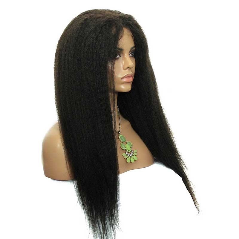 Brazilian Human Hair Lace Front Wigs Kinky Straight Human Hair Natural Black Bleached Knots Pre-Plucked With Natural Hairline - Image 3
