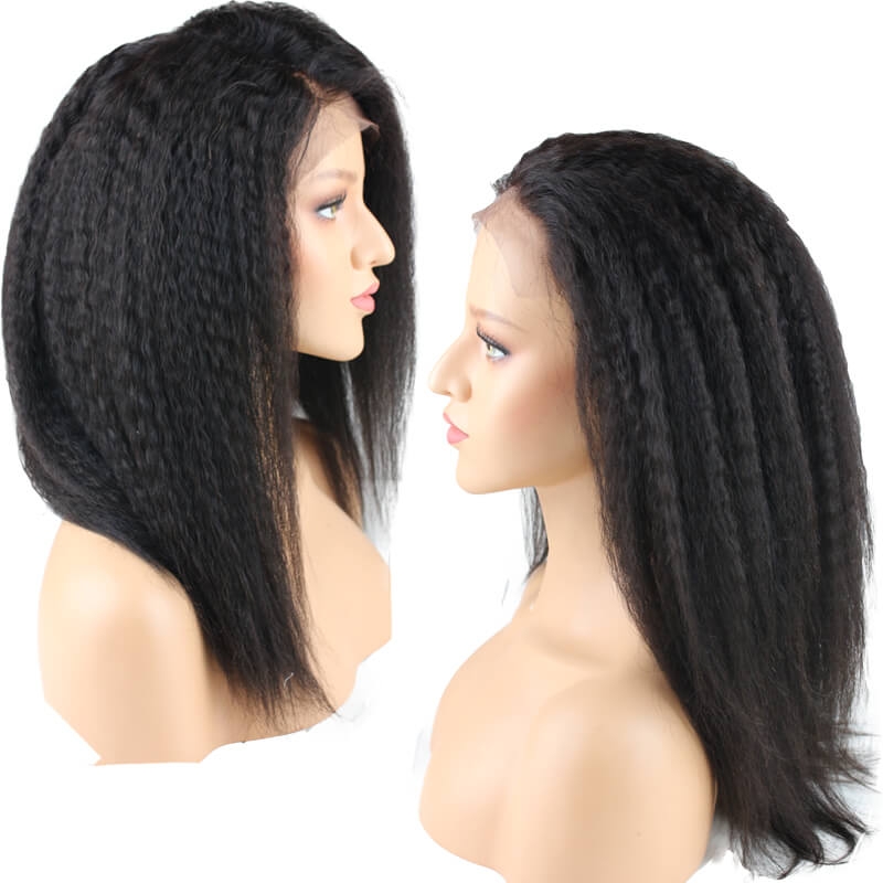 Fashion Kinky Straight Lace Front Natural Color Brazilian Human Hair Lace Front Wig Pre Plucked Natural Hair Line - Image 2
