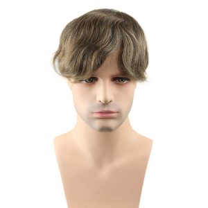 Toupee For Man's Hair Replacement System Wigs With Soft Thin 10"X 8" Mono Lace Hairpiece 90% #5 Brown Human Hair Mixed 10% Grey Hair - Image 4