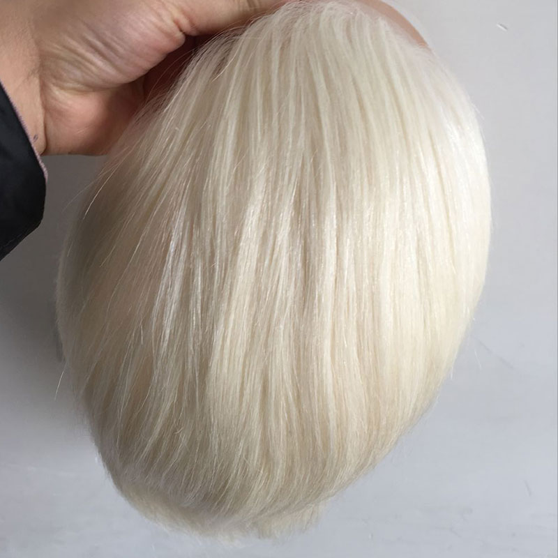 Human Hair Piece Wigs Toupee for Men Hair Replacement System Human Hair Toupee For Men Natural Lace Front with Skin 10x8 Straight 60# White Color - Image 5