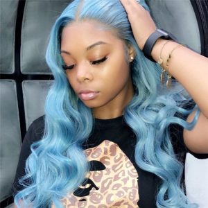 Alternative view of Deep Wave Orange Blue Human Hair Wigs For Women Brazilian Remy Colored Wigs Pre Plucked Glueless Wig 150%