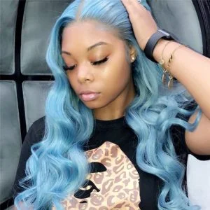 Alternative view of Deep Wave Orange Blue Human Hair Wigs For Women Brazilian Remy Colored Wigs Pre Plucked Glueless Wig 150%