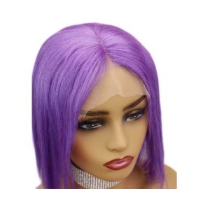 Purple Short Bob Human Hair Wigs Brazilian Remy Pre Plucked Bob Wig Transparent Lace Wigs Glueless Colored Wigs - Image 5