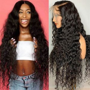 Alternative view of Glueless Water Wave 13X4 Hd Lace Front Wig Pre Plucked Natural Hairline 100% Virgin Human Hair Wigs