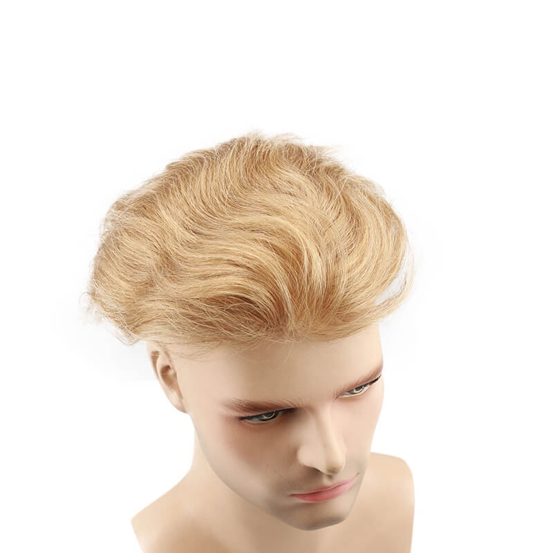 European Virgin human Hairpiece for Men’s Toupee Ultra Transparent Thin Skin PU Replacement Hair Pieces 10”x8” Base Size #21 Color - Image 5