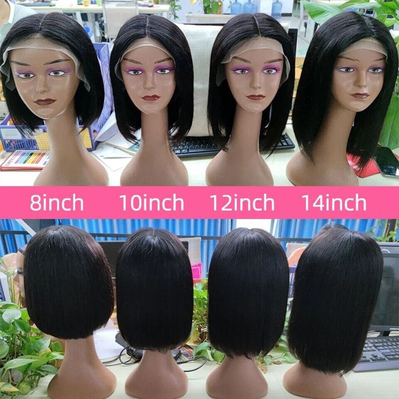 13x4 Lace Frontal Bob Wigs 12 A Cambodian Human Hair Wigs 1B Natural Black Straight Short Bob Wigs 150% Density with Baby Hair - Image 2