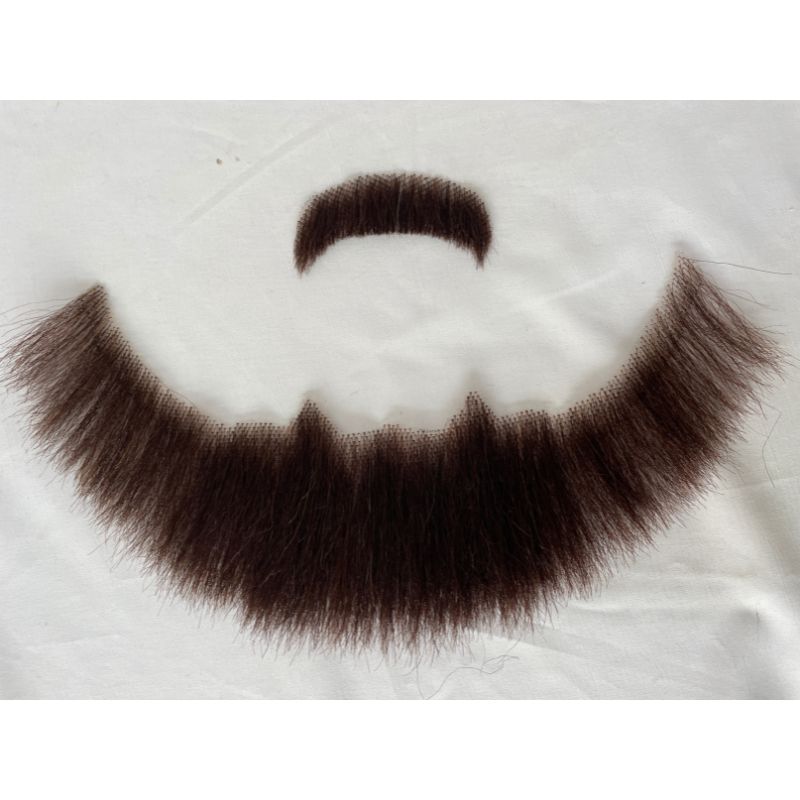 Big Fake Beard Swiss Lace Fake Beard And Moustache Real Human Hair Handmade Light Beard For Men Invisible Beards For Man - Image 4