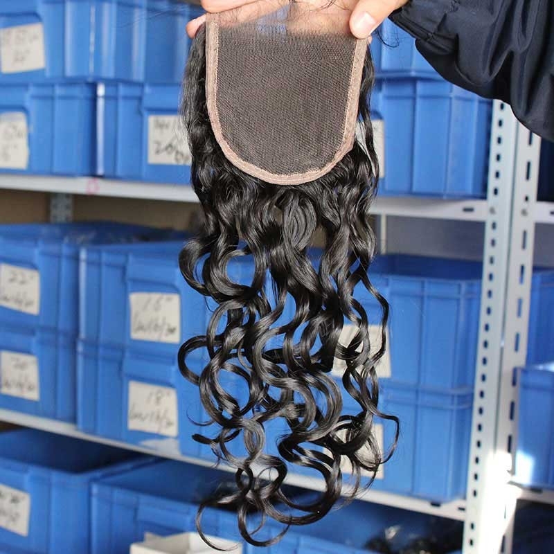 HD Lace Closure Peruvian Remy Hair Water Wet Wave Free Part Lace Closure 4x4 inchs Natual Color