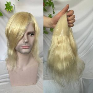 Human Hair Wigs Blonde Color Full Skin Pu Base 12 Inch For Women 8x10 613 Blonde Color Thin Skin Base Hair For Men 12 Inch - Image 7