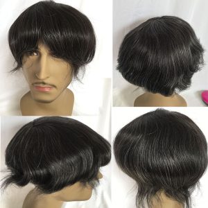 Pwigs Hairpiece Full French Lace Mens Toupee Bleached Knots Men Toupee Human Hair Wig Indian Remy Hair System Breathable 8x10 Toupee 18# Color - Image 19