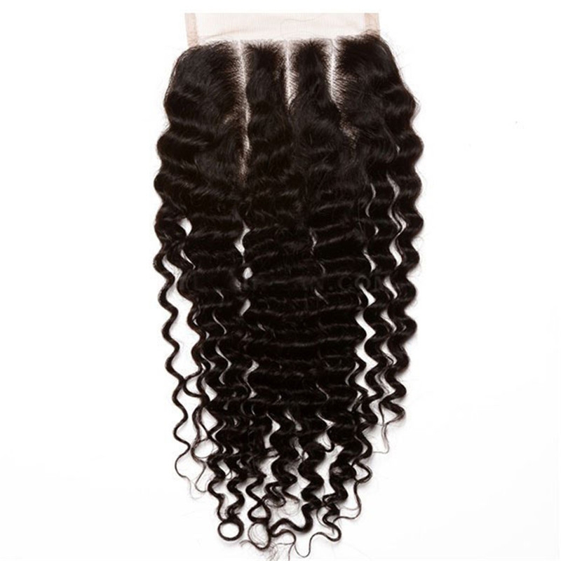 Natural Color 3B 3C Kinky Curly Lace Top Closure Hair Piece Brazilian Remy Hair Lace Top Closures 4x4inches - Image 5