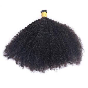 Afro Kinky Curly Coily Microlinks I Tip Hair Extensions Human Hair For Black Women 4B 4C Salon Brazilian Virgin Hair Pwigs - Image 4