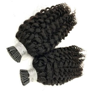 Ponytail Cuticle Aligned I Tip Virgin Human Hair Extensions Afro Kinky Curly Hair Extensions I Tip