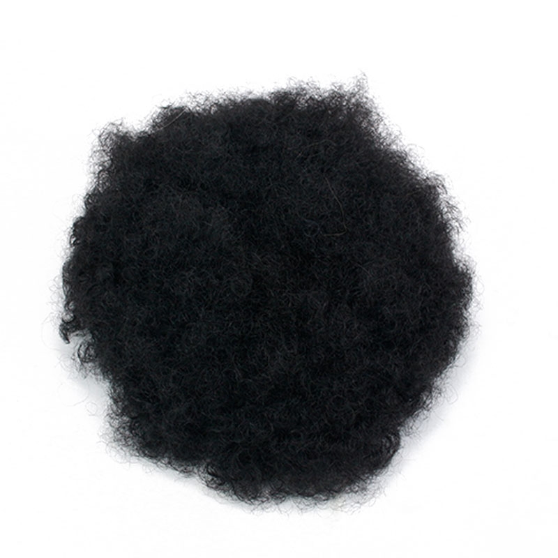 8x10 Human Hair Men's Toupee Afro Curl Lace Front With PU Back Color 1B - Image 6