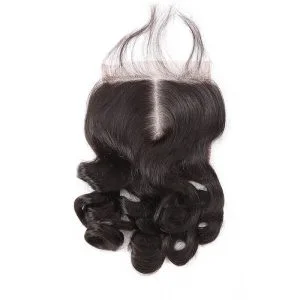 Alternative view of Transparent HD Swiss Thinner lace Middle Part Loose Wave Human Hair Lace Top Closure Size 5x5 Natural Color Bleached Knots
