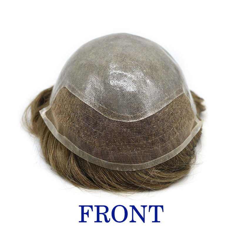 Hairpiece Men'S Toupee Lace front Hair Replacement System Bleach Knot Natural Hairline Hairpiece Thin Skin Black Human Hair Poly Toupee - Image 9