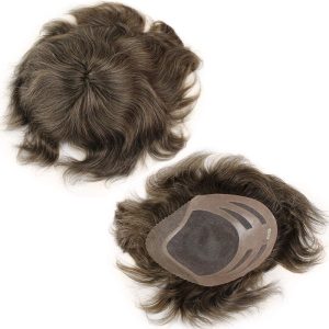 Toupee For Man's Hair Replacement System Wigs With Soft Thin 10"X 8" Mono Lace Hairpiece 90% #5 Brown Human Hair Mixed 10% Grey Hair - Image 23