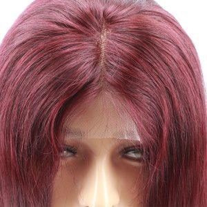 99j Ombre Color Straight Human Hair Brazilian Human Hair with Baby Hair Lace Wig for Black Women - Image 6