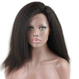 Full Lace Wig Kinky Straight 10A Unprocessed Brazilian Remy Human Hair Glueless Full Lace Human Hair Wigs for Black Women Natural Color - Image 2
