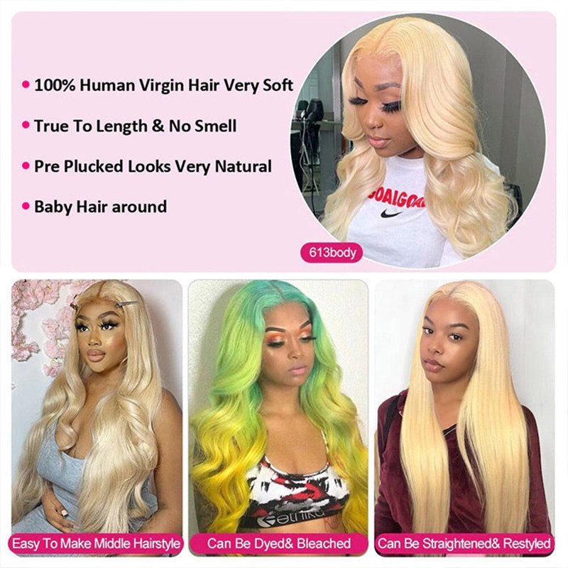 613 Honey Blonde Body Wave 13X6 Hd Lace Wigs Human Hair Wigs For Women Pre Plucked - Image 6