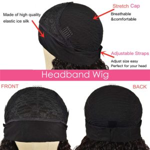 Headband Wig Deep Wave Human Hair Wigs for Black Women Glueless None Lace Front Wigs 150% Density Brazilian Human Hair Wigs Machine Made Headband Wigs - Image 10
