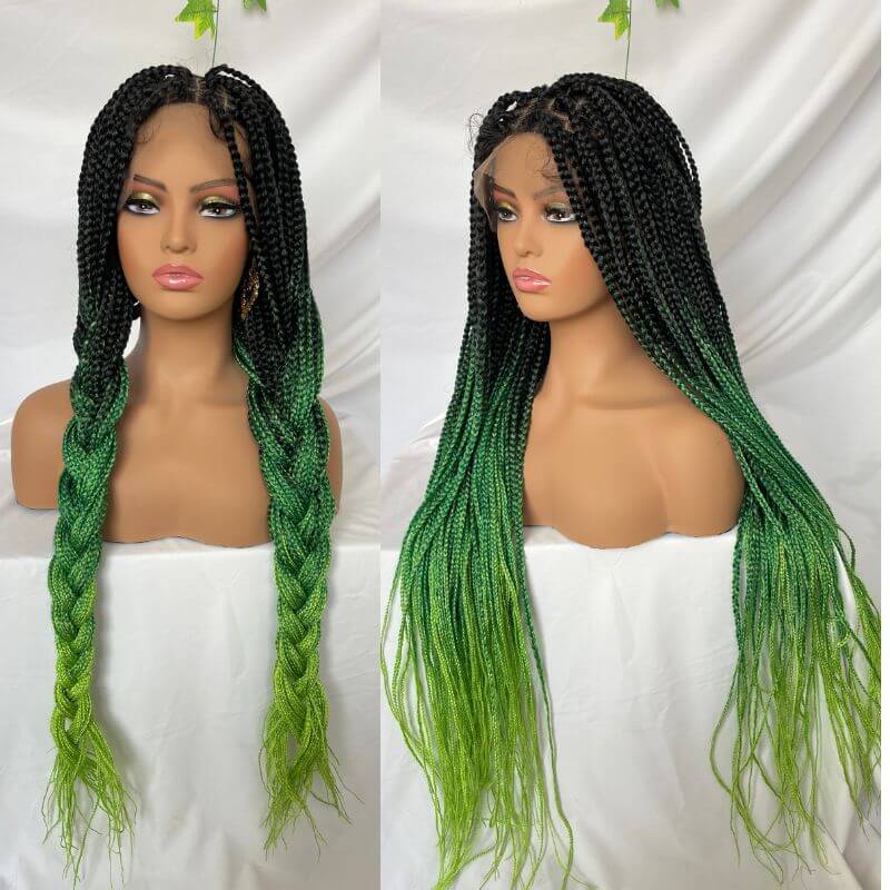 9x6 Lace Ombre Wigs 36 Inch double Lace Front Box Braided Wigs Knotless Lace Frontal Wig Synthetic Black Hand Braided Cornrow Braids Wigs With Baby Hair - Image 25