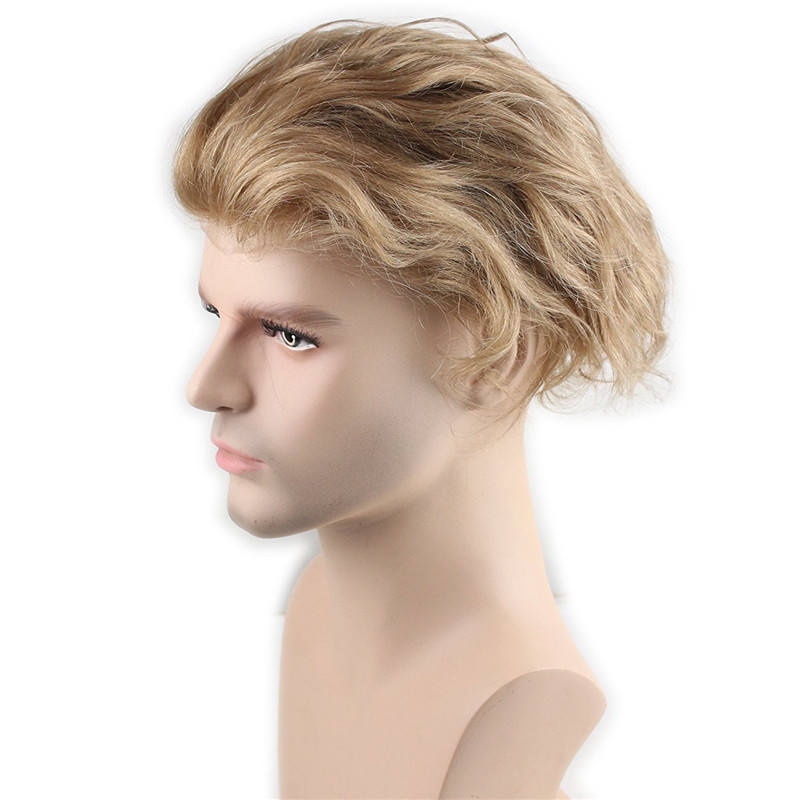 Men's Toupee 10"x8" Human Hair Thin Skin Hairpiece Hair Replacement Wigs Mono Lace Net Base for Men #21 Ash Blonde Color - Image 7