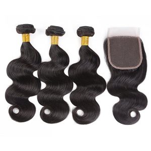 Body Wave 3 Bundles With Lace Closure Free Part 4×4 Closure Unprocessed Remy Human Hair Extensions Natural Color - Image 4