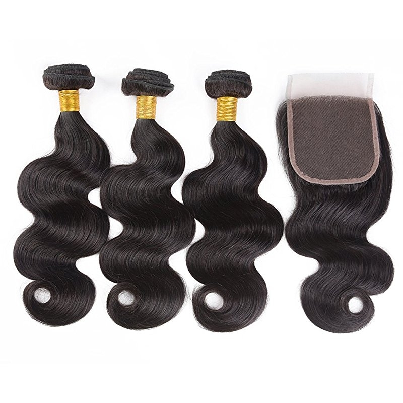 Body Wave 3 Bundles With Lace Closure Free Part 4×4 Closure Unprocessed Remy Human Hair Extensions Natural Color - Image 4