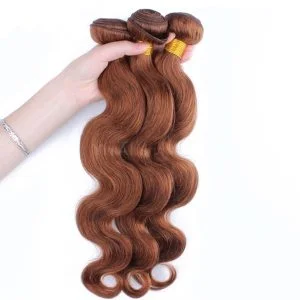 Alternative view of Color #30 Medium Brown Body Wave Peruvian Remy Hair Weaves 3pcs Buddles