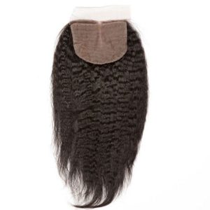 Natuural Color Kinky Sraight Brazalian Remy Hair Silk Base Lace Closure 4x4inchs For Sale - Image 4