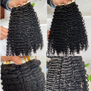 Brazilian Tape in Human Hair Extensions For Women Skin Weft Tape in Hair Deep Wave Curly 100% Human Hair Extensions 40pcs 100g - Image 3