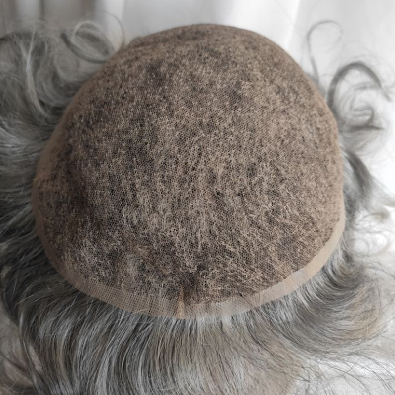 Pwigs Hairpiece Full French Lace Mens Toupee Bleached Knots Men Toupee Human Hair Wig Indian Remy Hair System Breathable 8x10 Toupee 18# Color - Image 23