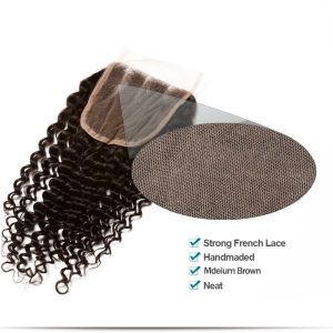 Deep Wavy HD Lace Closure Piece Brazilian Remy Hair Kinky Curly Free Part Lace Closure Piece 4x4 inchs Natural Color - Image 3