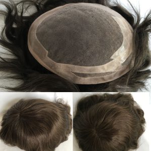 Men's Toupee Human Hair Monofilament Net Base Thin Skin Around with Combs Toupee for Men #2 Mixed 60% Grey - Image 17