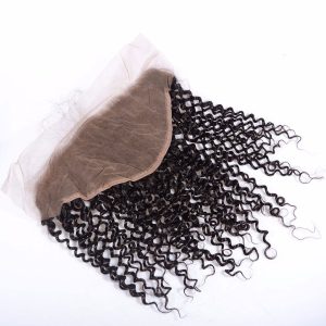 Kinky Curly Brazilian Remy Hair Closure Natural Color Pre Plucked 13x6 Swiss Lace Frontal Baby Hair Bleached Knots