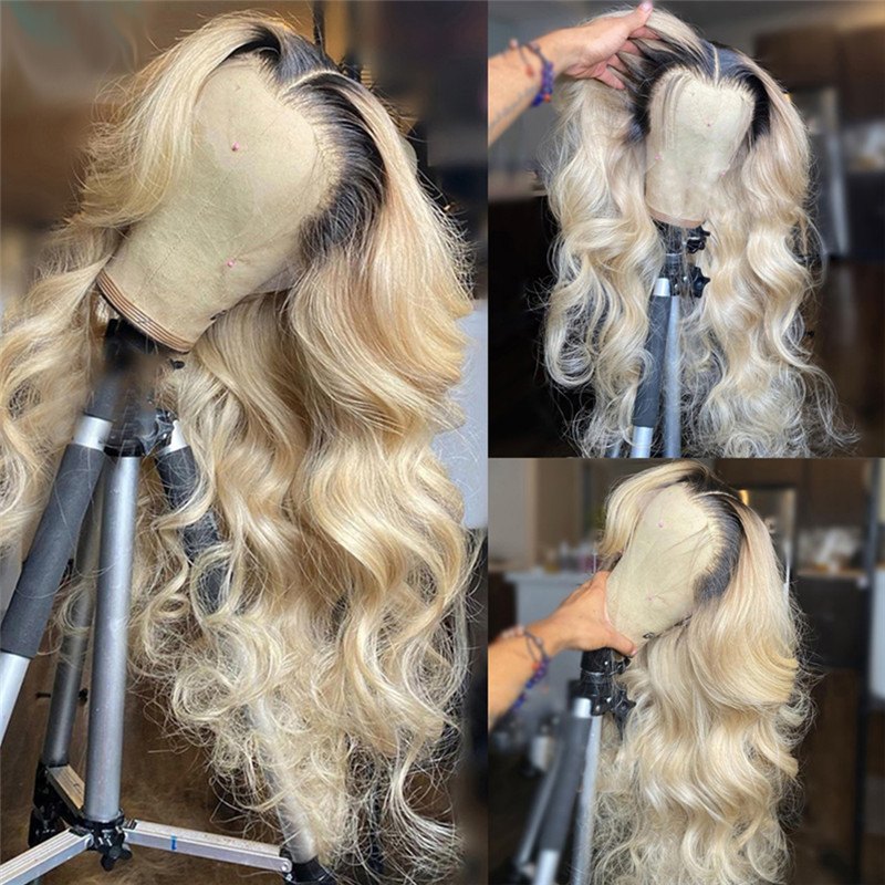 Transparent Lace Wigs Body Wave 1B/613 Blonde Ombre Lace Front Human Hair Wigs Brazilian Remy Hair 1B/613 Brown Blonde Lace Wigs - Image 3