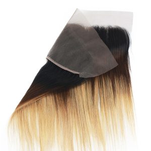 Middle Part Ear To Ear 13x4 Full Frontal Lace Closure Straight Hair Bleached Knots With Baby Hair Color 1BT4T27 - Image 5