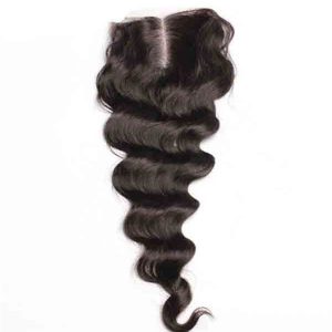 4x4 HD Lace Frontal Loose Wave Indian Remy Hair Middle Part Lace Closure 4x4inches Natural Color - Image 3
