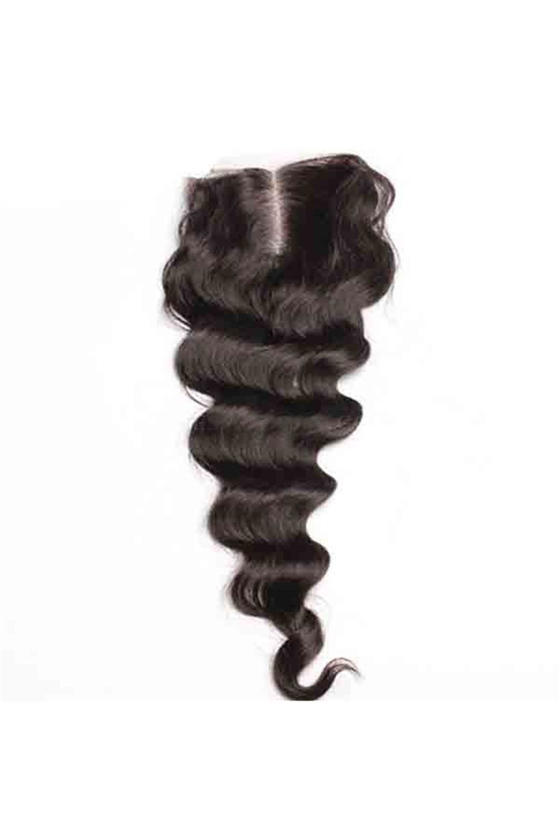 4x4 HD Lace Frontal Loose Wave Indian Remy Hair Middle Part Lace Closure 4x4inches Natural Color - Image 3