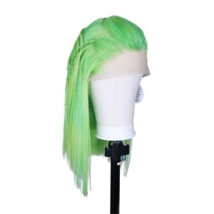 Human Hair Lace Front Wig Lime Green Color Straight Style - Image 2