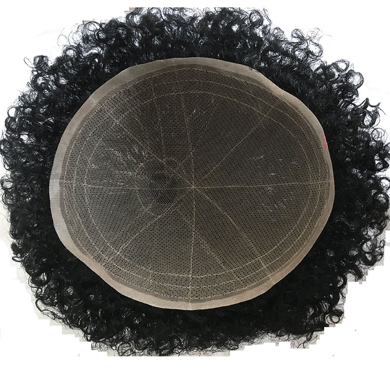Mens Wigs Human Hair Curly Man Unit 8x10inch Afro Curl Toupee for Black Men Swiss Lace Hair System 360 Weave Men Toupee Hair Wig - Image 6