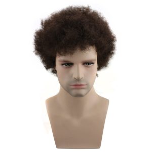 Human Hair Afro Curly Mens Toupee Hairpiece Wig Brazilian Remy Human Hair Short Kinky Curly None Lace Full Wig for Men (Nature Black) - Image 15