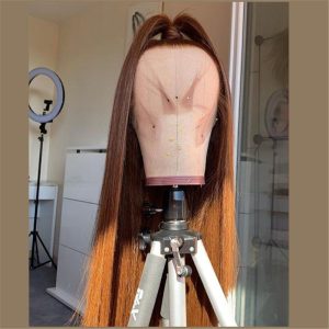 Human Hair Lace Front Warm Brown Straight Fashion Wig