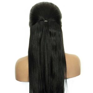 Alternative view of Brazilian Wigs Pre-Plucked 180% Density Wigs Silk Straight Lace Front Ponytail Wigs Natural Hair Line