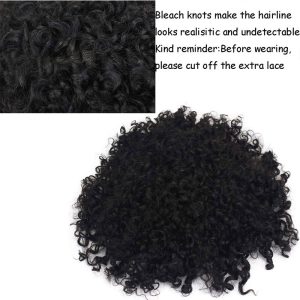 Pwigs Toupee for Men Human Hair Replacement System Hairpieces Soft Thin Super Full Swiss Lace Toupee 10”x8” Base Small Curly Natural Black Color - Image 5